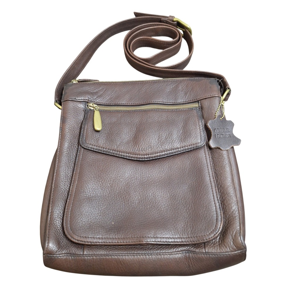 Valerie Stevens 80s Brown Pebbled Leather Crossbody Bag Brass Tone Vintage Purse